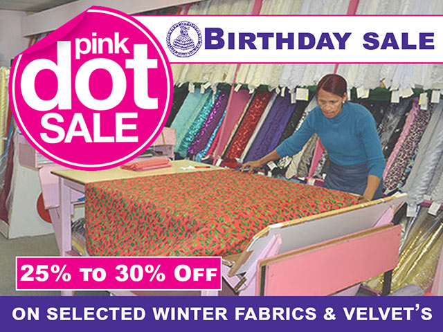 Fabric World George Pink Dot Sale