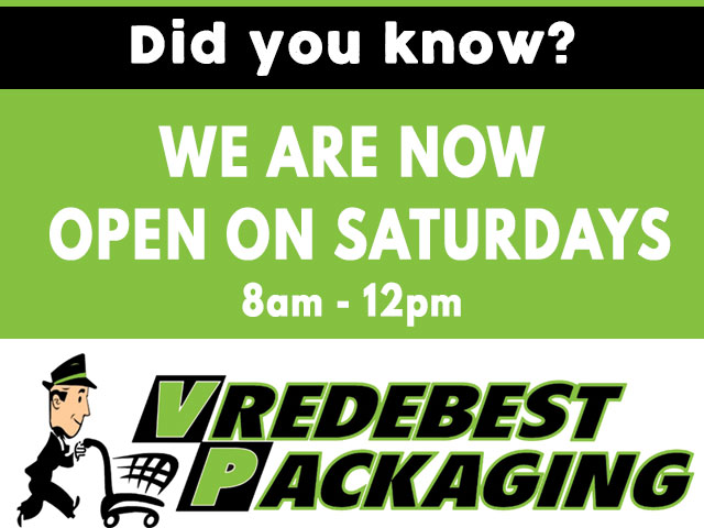Vredebest Packaging Now Open on Saturdays Mossel Bay