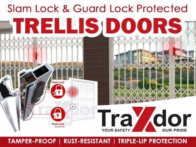 Trellis Doors with new Slam Lock and Guard Lock Protection