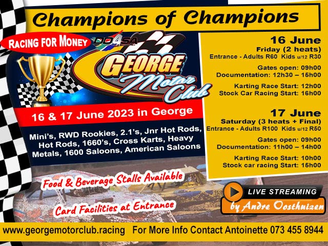 Upcoming Champions of Champions Race at the George Motor Club