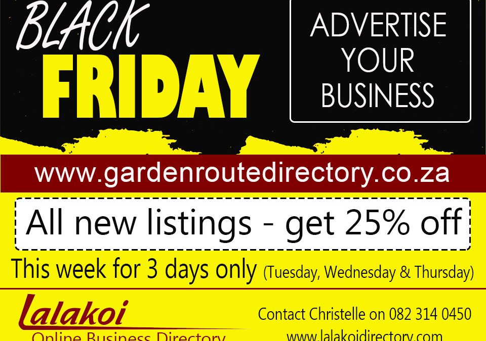 Garden Route Directory Black Friday Special